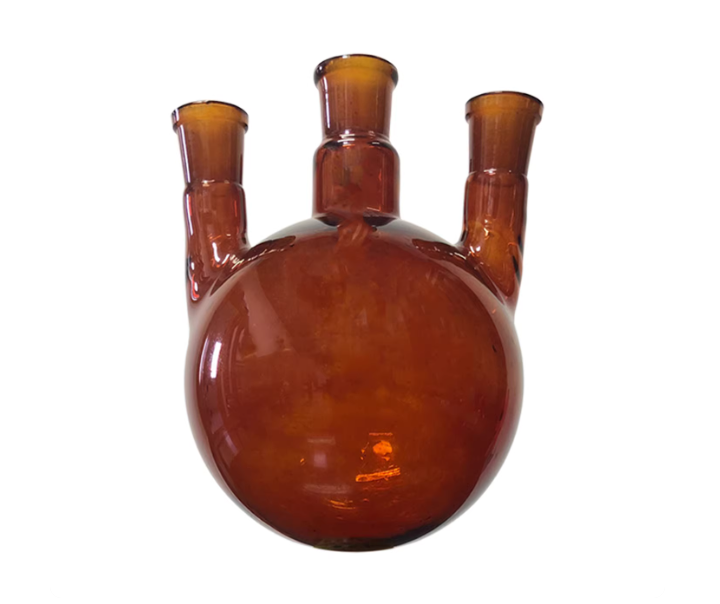 棕色三口烧瓶25/50/100/250500/1000ml耐高温圆底反应瓶三口瓶