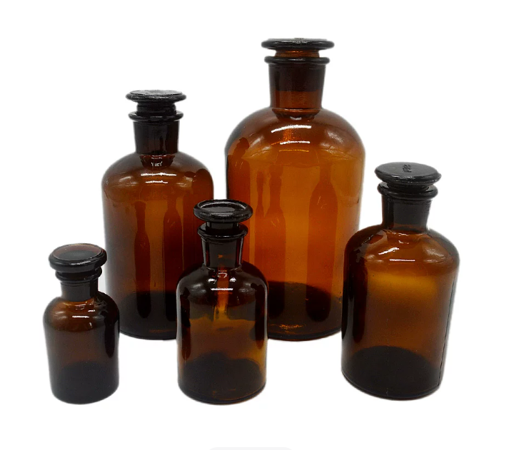 棕色小口试剂瓶 磨砂盖细口玻璃瓶 实验室茶色样品瓶30ml-20000ml